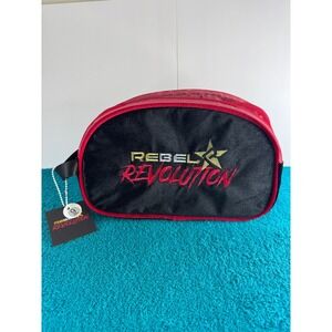 Rebel Revolution Black Red Mesh Dual Zip Cosmetic‎ Bag Pouch Travel Organizer